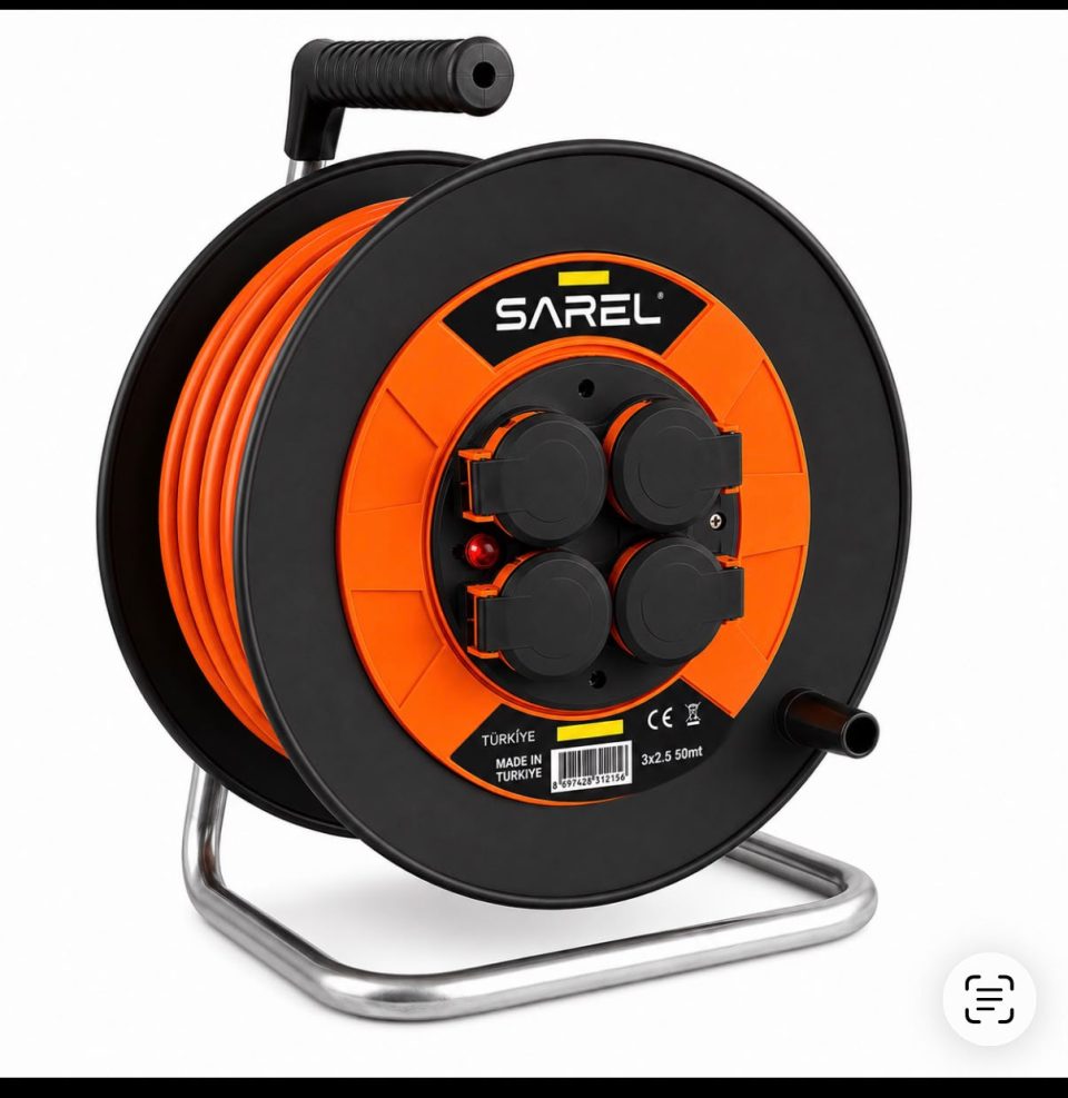 SAREL PROFESYONEL SEYYAR KABLOLU MAKARA 3X2,5 mm2 (40 METRE)