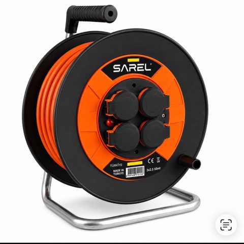SAREL PROFESYONEL SEYYAR KABLOLU MAKARA 3X2,5 mm2 (50 METRE)